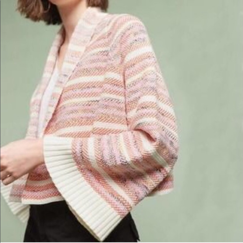 Anthropologie Moth Mahalia Bell Sleeve Sweater Colorful Striped Knit Medium